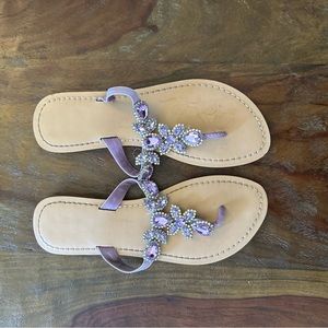 Purple Jeweled Sandals Size 8!